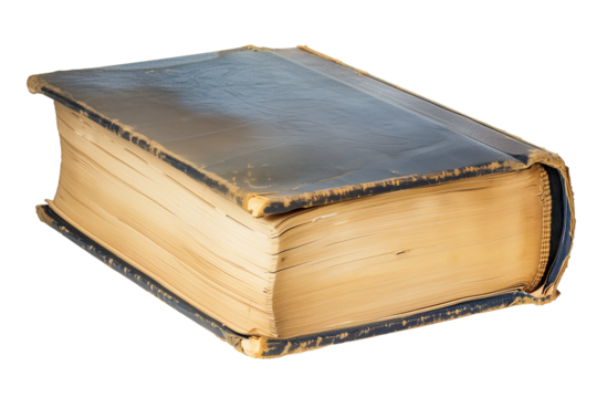 Hardcover Chapter Book With Worn Cover Isolated on White Transparent Background for Design Use