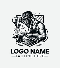Professional Welder Logo Design, Skilled Welder Logo, Metal Fabrication Logo, Industrial Strength Logo, Forge Logo