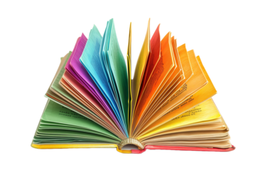 Colorful Chapter Book Cover Art for Children's Literature Featuring Vibrant Pages and a Transparent Background