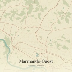 Obraz premium Retro map of Marmande-Ouest, Nouvelle-Aquitaine, France. Vintage street map.