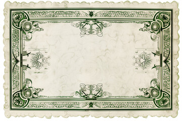 Certificate of Stock Ownership Featuring Intricate Border Design Isolated on a White Transparent Background