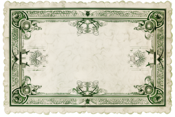 Certificate of Stock Ownership Featuring Intricate Border Design Isolated on a White Transparent Background