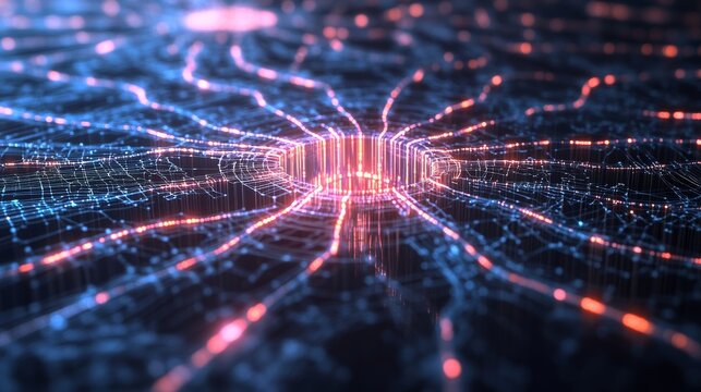 An abstract depiction of advanced AI algorithms with neural network patterns and illuminated connections, in a sleek digital space, AI style