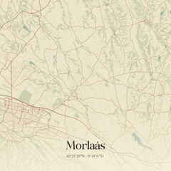 Obraz premium Retro map of Morla�s, Nouvelle-Aquitaine, France. Vintage street map.