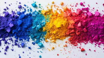 Colorful Powder Pigment Texture on White Background