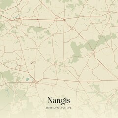 Obraz premium Retro map of Nangis, �le-de-France, France. Vintage street map.
