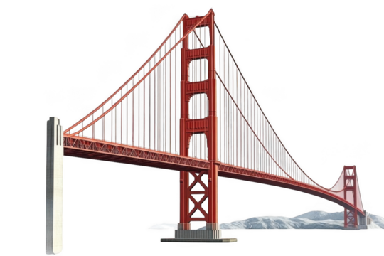 Majestic Bridge Spans Snowy Landscape, Connecting Distant Shores with Modern Architecture. - Powered by Adobe