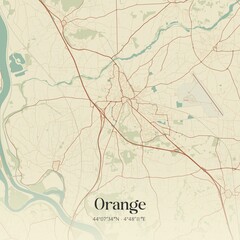 Obraz premium Retro map of Orange, Provence-Alpes-C�te d'Azur, France. Vintage street map.