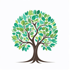 Obraz premium AI generative. Flat design of silhouette of tree on white background. 22