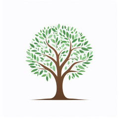 AI generative. Flat design of colors of tree on white background. 17