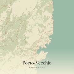 Obraz premium Retro map of Porto-Vecchio, Corse, France. Vintage street map.