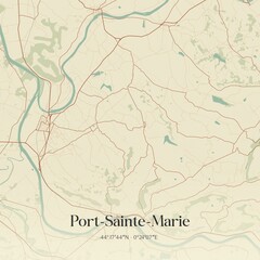 Retro map of Port-Sainte-Marie, Nouvelle-Aquitaine, France. Vintage street map.