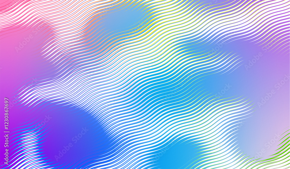 Poster Abstract Background with Gradient and Stripes. Vector Blue Fluid Shapes and Lines. Wavy and Blurry Texture.