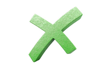 Obraz premium Green Cross Symbol Indicates Incorrect or Negative Response, Rejection Symbolism