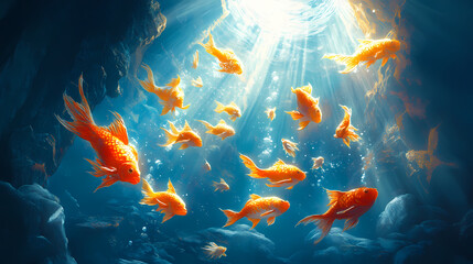 sunlit cavern golden fish