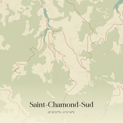 Obraz premium Retro map of Saint-Chamond-Sud, Auvergne-Rh�ne-Alpes, France. Vintage street map.