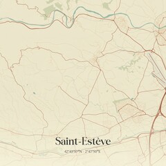 Obraz premium Retro map of Saint-Est�ve, Occitanie, France. Vintage street map.