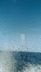 Ocean View Through Wet Window