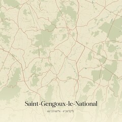 Retro map of Saint-Gengoux-le-National, Bourgogne-Franche-Comt�, France. Vintage street map.