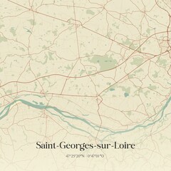 Retro map of Saint-Georges-sur-Loire, Pays de la Loire, France. Vintage street map.
