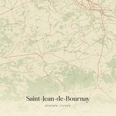 Obraz premium Retro map of Saint-Jean-de-Bournay, Auvergne-Rh�ne-Alpes, France. Vintage street map.