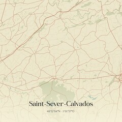 Fototapeta premium Retro map of Saint-Sever-Calvados, Normandie, France. Vintage street map.