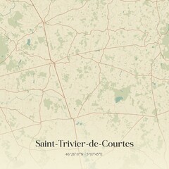 Fototapeta premium Retro map of Saint-Trivier-de-Courtes, Auvergne-Rh�ne-Alpes, France. Vintage street map.