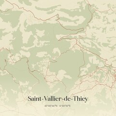 Obraz premium Retro map of Saint-Vallier-de-Thiey, Provence-Alpes-C�te d'Azur, France. Vintage street map.