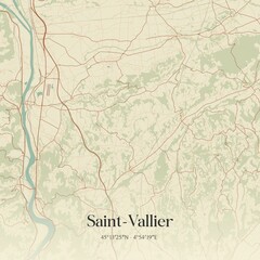 Retro map of Saint-Vallier, Auvergne-Rh�ne-Alpes, France. Vintage street map.