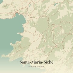 Obraz premium Retro map of Santa-Maria-Sich�, Corse, France. Vintage street map.