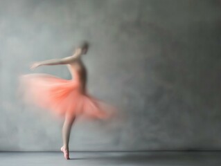 Obraz premium Ballerina in a Flowing Dress, Blurred Motion