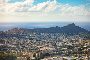 Aerial view of Diamond Head, Waikiki, Oahu , Hawaii 