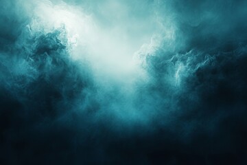 Obraz premium Teal and dark blue smoky cloudscape, ethereal and mysterious, with a bright center.