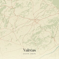 Retro map of Valr�as, Provence-Alpes-C�te d'Azur, France. Vintage street map.