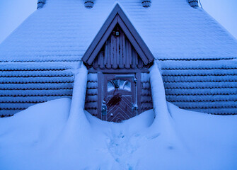 Kiruna's old wooden frozen church, Sweden
