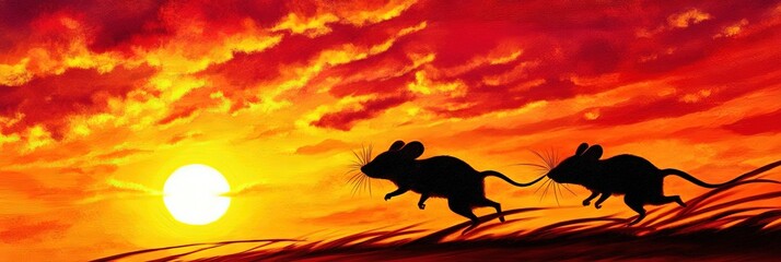 rat race concept with rodents running