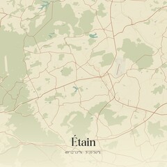 Fototapeta premium Retro map of �tain, Grand Est, France. Vintage street map.