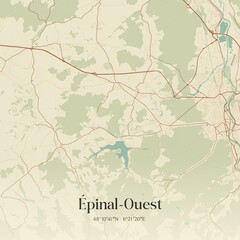 Retro map of �pinal-Ouest, Grand Est, France. Vintage street map.