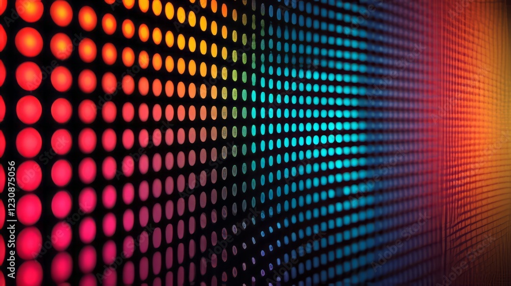 Poster abstract colorful led light dots pattern background.