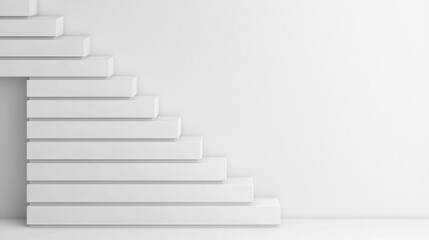 Obraz premium Modern Minimalist White Staircase Design with Clean Lines and Space