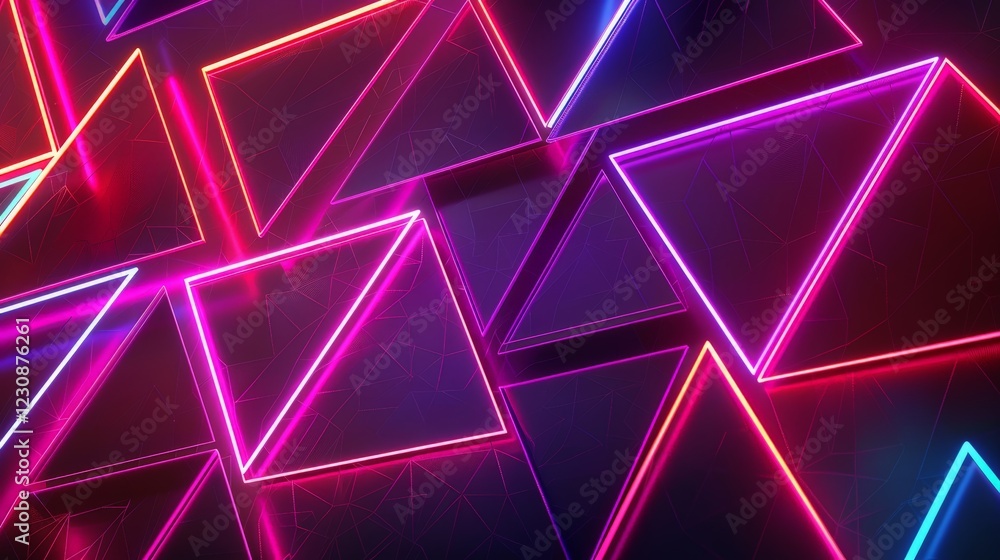 Poster abstract neon triangle pattern