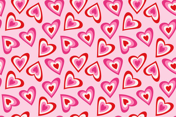 Naklejka premium Pink psychedelic heart pattern wallpaper, Valentine's Day cute romantic background print