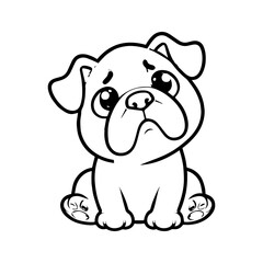 Cute cartoon pug dog. Vector illustration on white background.