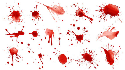 Blood Spatter Patterns in Diverse Shapes Isolated on a Transparent Background for Creative Designs