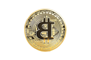 Physical Bitcoin Cryptocurrency Coin Displayed in Isolation on Transparent Background for Digital Finance Representation