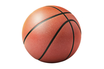 Basketball Rests on Black Background with Sport Theme.
