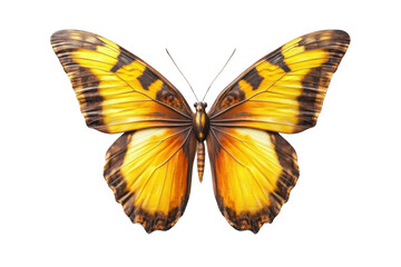 Yellow Butterfly Shows Its Wings with Elegance, Graceful Insect on Dark Background, Beauty of Nature.