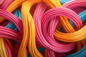 Colorful intertwined cables creating a vibrant abstract design