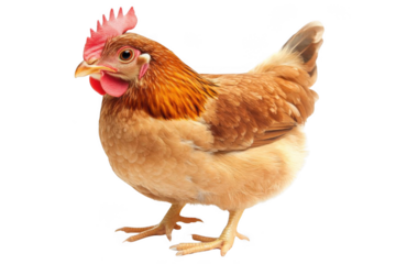 Hen Stands Gracefully on Black Background: Poultry Farming