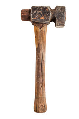 Battle-worn War Hammer With Wooden Handle Isolated on Transparent Background